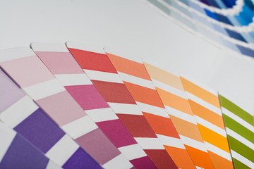 Color picker palette closeup isolated on white background. Top view product photograph