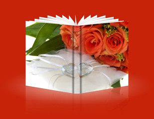  Book of crystal heart and orange rose 01