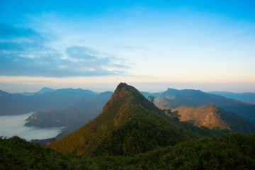 Fototapeta na wymiar Mountain valley during sunrise. Natural landscape