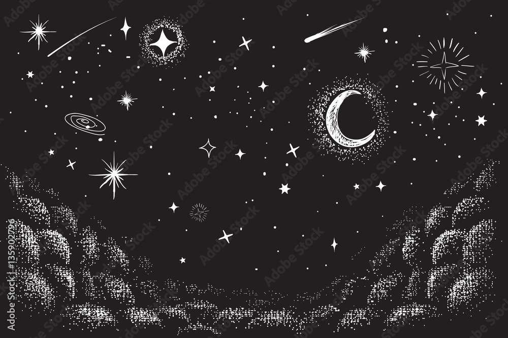 Wall mural view to the sky in nighttime