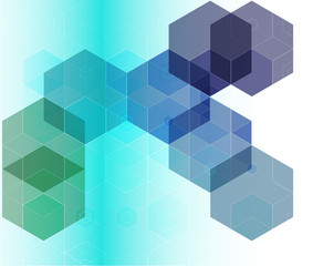 Vector gradient background with blue and green hexagons