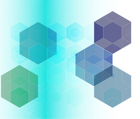 Abstract gradient background with blue and green hexagons