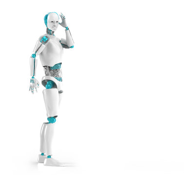 Cyborg man,isolated on white background