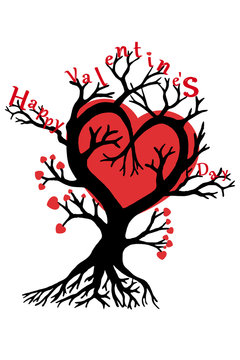 Happy Valentine's Day. Tree with hearts.