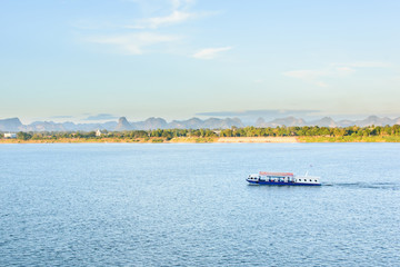 The boat in Mekong river Nakhonphanom Thailand to Lao