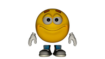 one yellow smile guy with the face and boots. Big smile