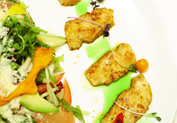Fried fish and salad mix