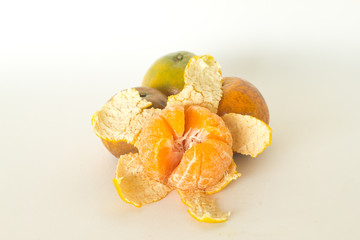 Orange and orange peel isolate on white background