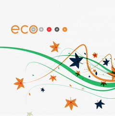 Wave lines, floral abstract background