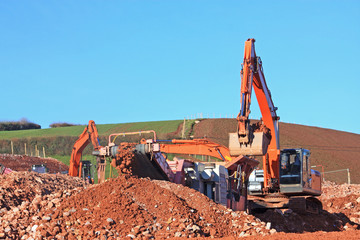 Stone crusher and diggers