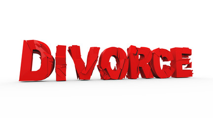 3d demolished word text divorce