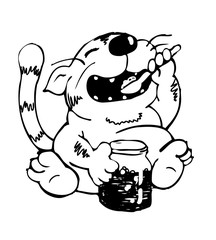 Cat eating jam