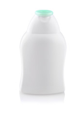 white  shampoo bottle on the white  closeup