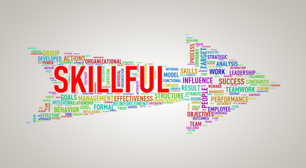 Arrow shape wordtag wordcloud skillful