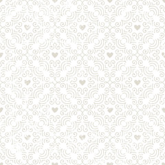Seamless vintage style wallpaper with hearts. Pattern with grunge texture. EPS10 vector illustration.