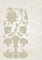 wedding card design, paisley floral pattern , royal India