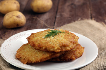 Potato Pancake on a wooden table