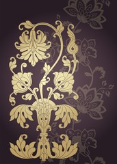 wedding card design, paisley floral pattern , royal India