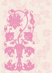 wedding card design, paisley floral pattern , royal India