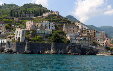 Amalfi Coast. View on Minori village from sea.