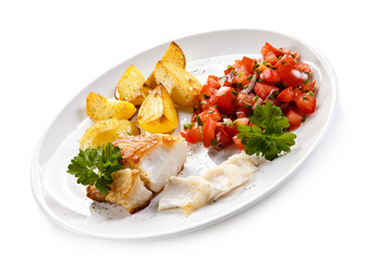 Fish dish - fish fillet and vegetables 