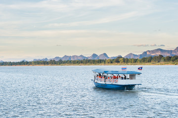 Fototapeta na wymiar The boat in Mekong river Nakhonphanom Thailand to Lao