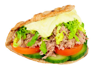 Tuna Fish And Salad Sandwich In A Folded Flatbread