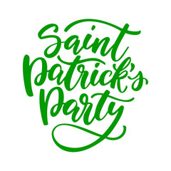 St. Patrick's Day lettering. Vector green holiday poster. Isolated