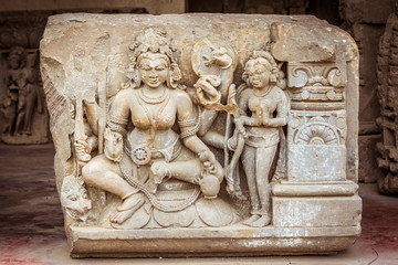 A sculpture of Durga in Abhaneri