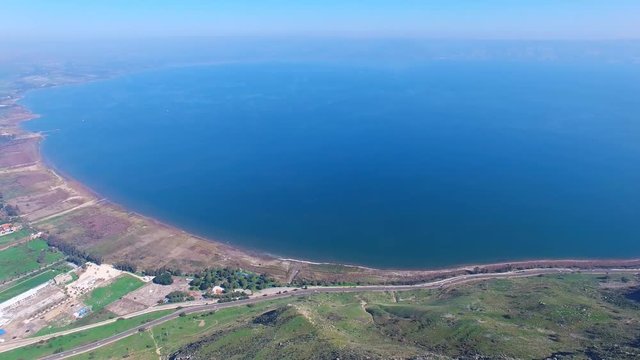 Sea of Galilee - Aerial footage over the Arbel cliff