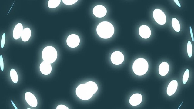 Abstract background with rotating ball. Animation of soft particles. Backdrop texture with motion.