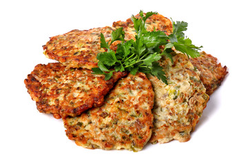 Potato pancakes decorated with parsley