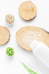 natural organic cosmetics for baby on white background top view