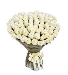 Flower bouquet of 100 white roses