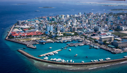 Aerial view of Malé, the capital of the Maldives - obrazy, fototapety, plakaty
