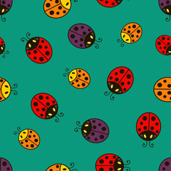 ladybug.Vector seamless pattern.