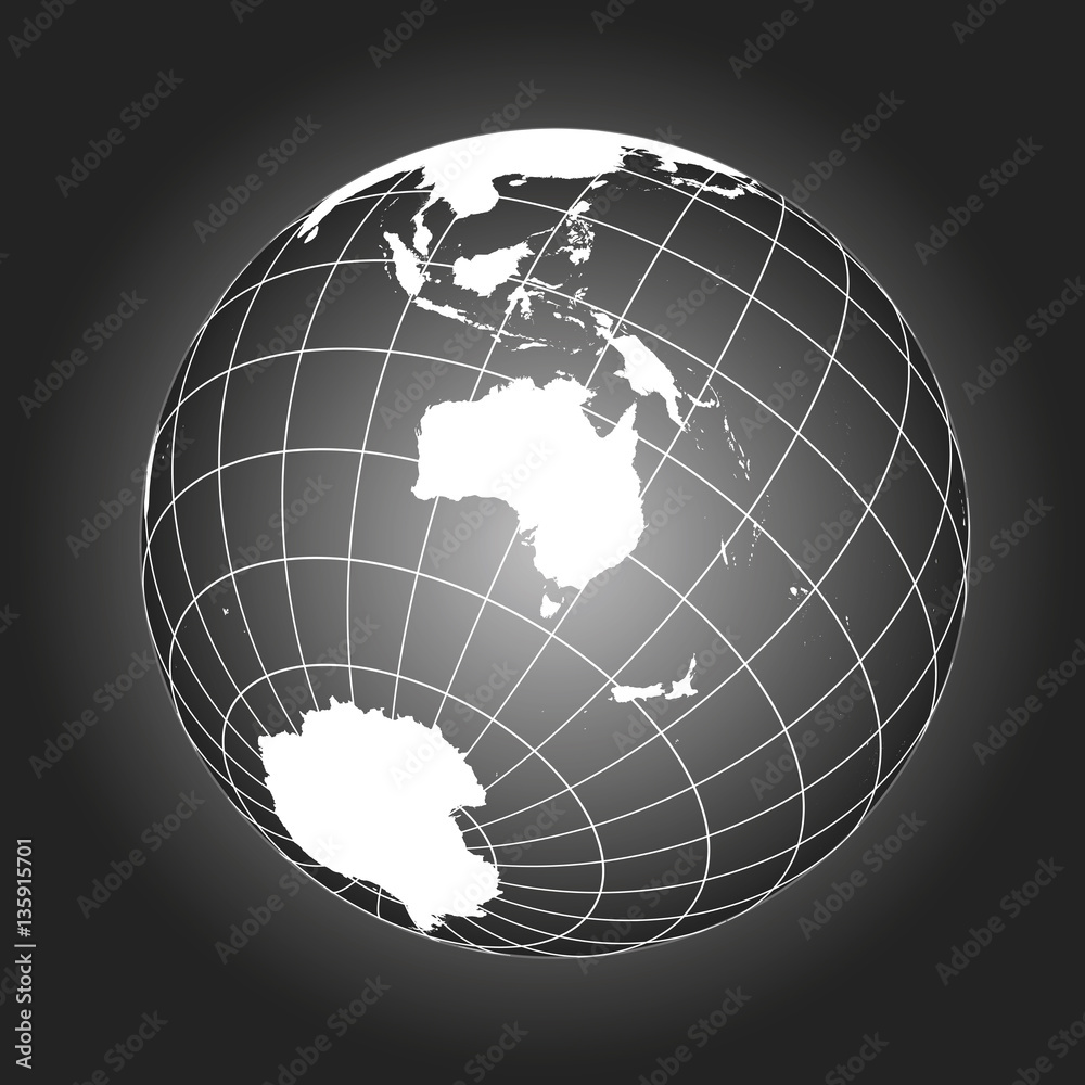 Canvas Prints australia or oceania map in black and white. vector map earthglobe worldmap