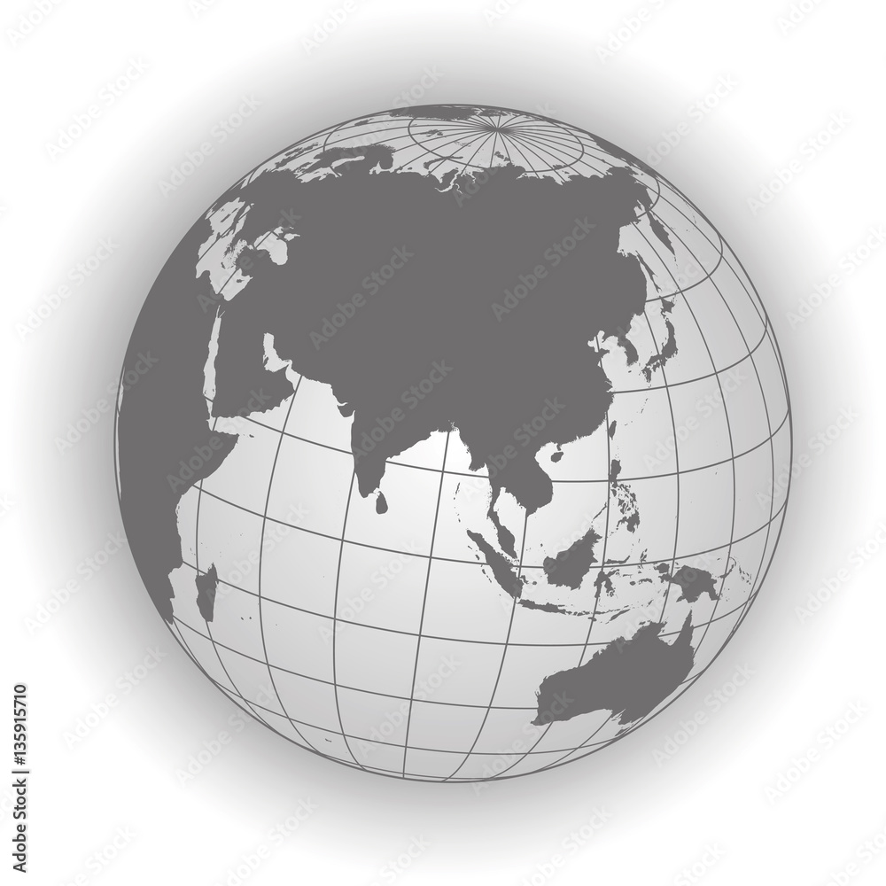 Canvas Prints asia map in gray tones. vector map earthglobe worldmap