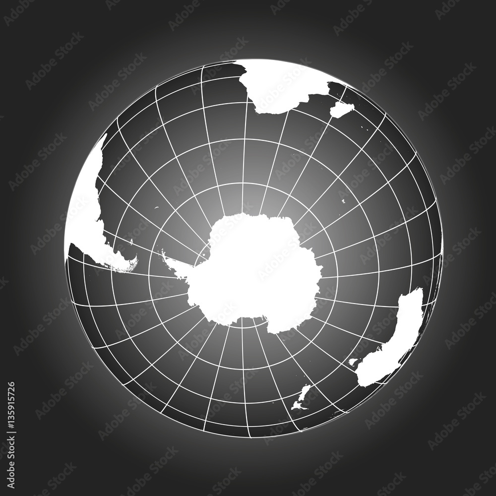 Canvas Prints antarctica and south pole map in black and white. vector map earthglobe worldmap