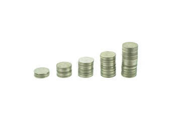 coins stacks isolated on white