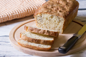 Wheat homemade fresh bread with seeds