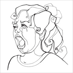 Young girl severely crying, human emotions