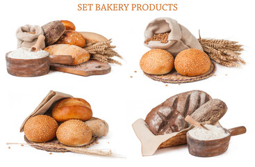 Set bakery products isolated