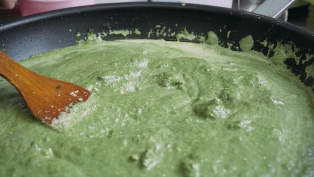 vegetarian dishes Palak paneer. Spinach and paneer in a pan