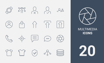Set of multimedia line icons