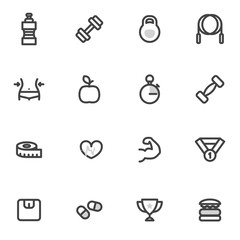 set of vector icons  fitness, sport and a healthy lifestyle on  light background