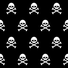 texture skull bone repeated seamless pattern print white black pirate