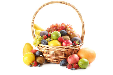 Ripe and tasty fruits isolated on a white