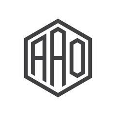 initial three letter logo hexagon black
