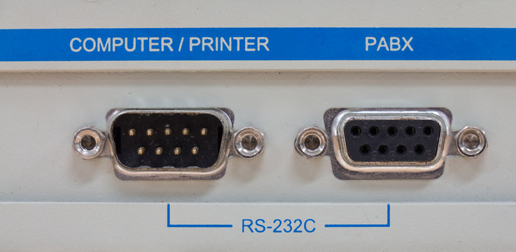 Serial communications connector RS 232.Meal and femeal connector